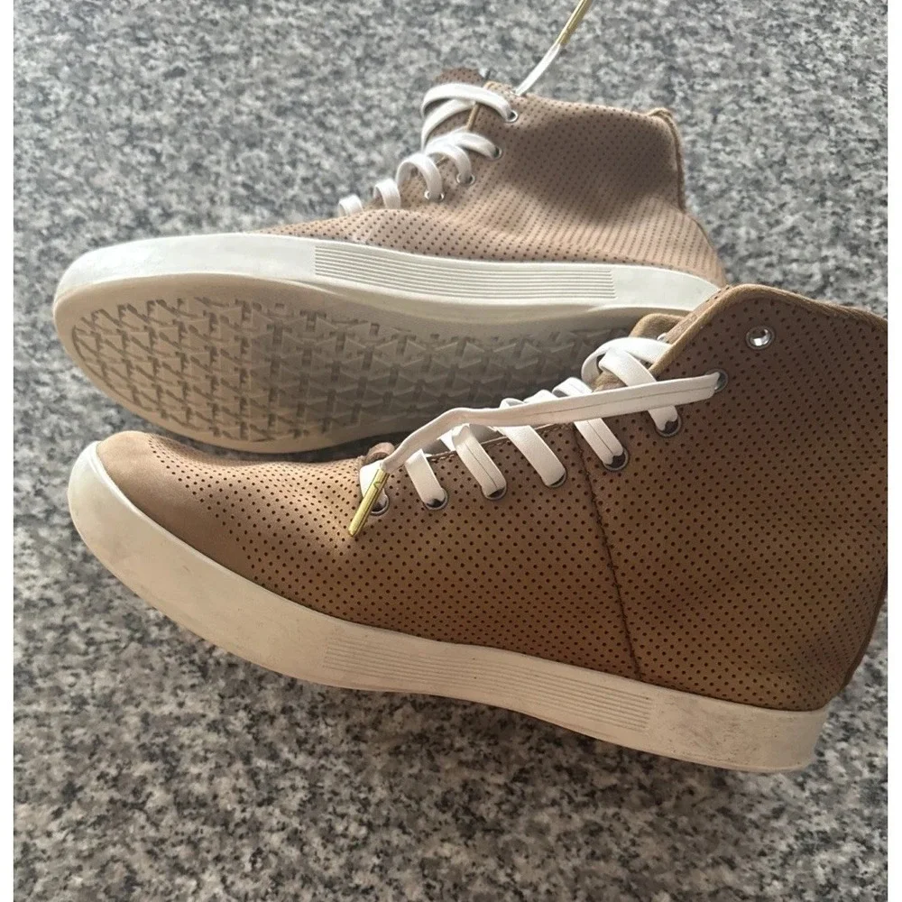 No Bull Women's 9.5 Men's 8  Camel Brown Trainer Boots Leather Look Laces